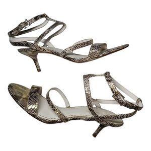 Enzo Angiolini Strappy Heeled Sandals Women’s 11 M Gold Brown Snake Embossed